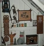 Old barn lantern, German wood cookie board, etc...