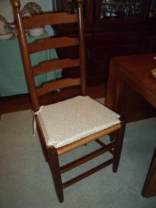Side chair (1 of 4) for dining table.  Rush bottom