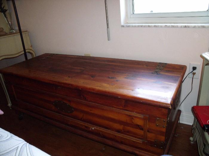Long cedar chest.  Appears to have been hand-made