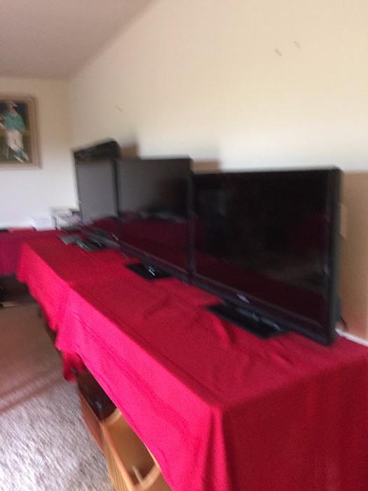 Three flat screen TV's  55", Sony   47" and a 32" 