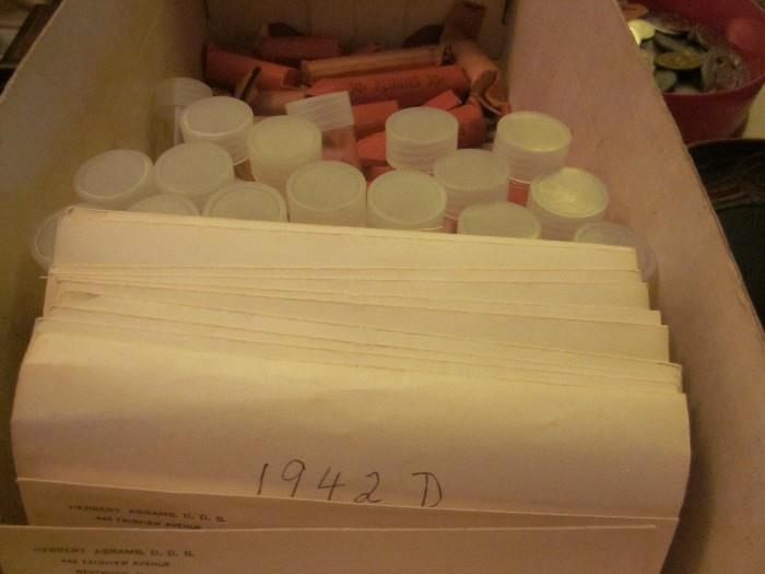 Box of pennies sorted by year, beginning with 1919.  There are pennies from most, but not all years since.