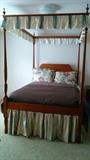 Now THIS is cool! The owners had this 4-poster double bed commissioned by a woodworker in Richmond, VA 70 years ago.                                                                            It has slats and really needs a box spring, but then you'll need a ladder to climb in the thing!