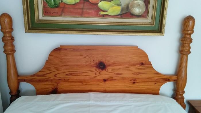 Close-up shot of the headboard, so you can see the great patterning of the heart pine
