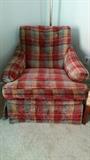 Lumberjack plaid upholstered chair for the hunky lumbersexual in your life. 