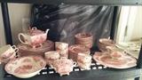 64-Piece set of "Old Britain Castles" pink, by Johnson Brothers China, manufactured in England