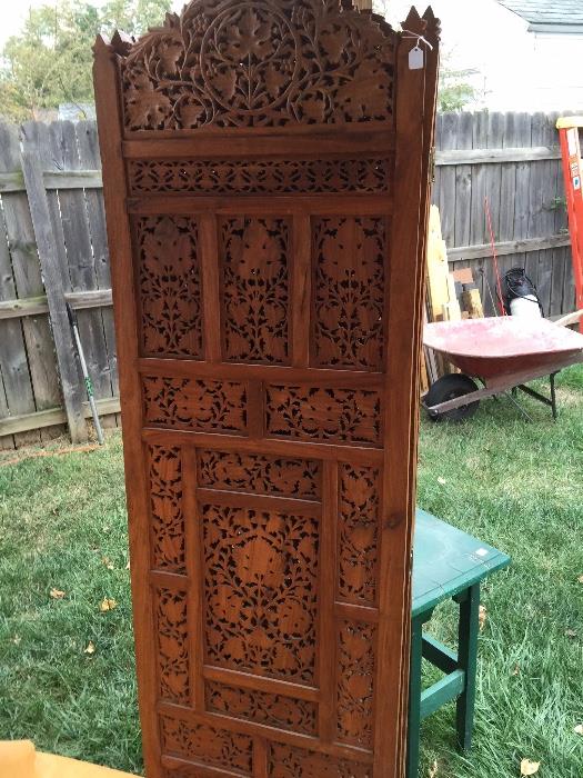Gorgeous four panel, hand carved screen. 5.5' tall