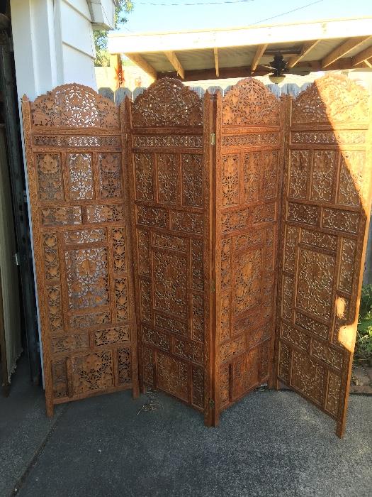 5.5' tall hand carved screen, gorgeous
