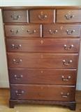 Cherry chest of drawers with dove tail drawers and inlay escuthceons and pewter pulls