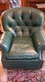 Green leather club chair
