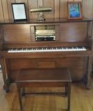 Upright Player Piano and matching bench -  The Sting by "Aeolian" Recently tuned, player mechanism needs work