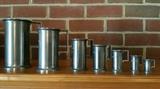 Set of 7 Antique French Pewter Measures  "Litre to Centilitre"