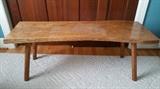Hand planed mahogany wide plank bench