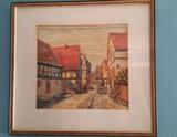 Watercolor - German village - Signed by H Struve