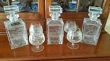 Etched Decanters and whiskey glasses