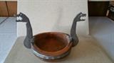 Norwegian wooden bowl with pewter handles