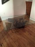 Driftwood  glass top table