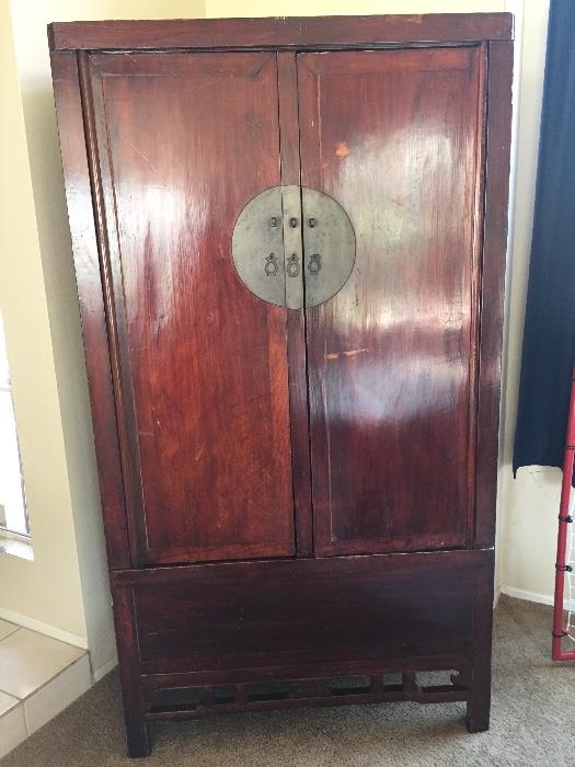 Antique Chinese Armoire!  Beautiful artwork inside and out...and very rare Chinese sysnbol on back of the piece! Truly one of a kind!