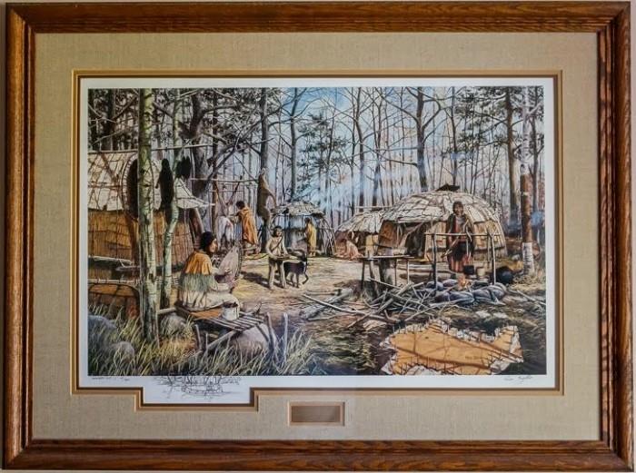 Signed Edition Lithograph of “Native Pioneers” by  Minnesota Artist Ken Zylla,  29" x 40”
