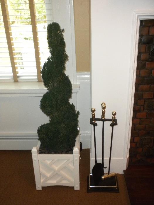 Topiaries and Fireplace Tools 