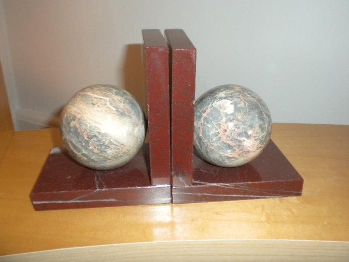 Marble Sphere Book Ends