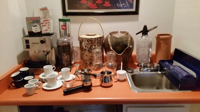 Saeco Espresso Machine Ice Bucket Bar and Coffee