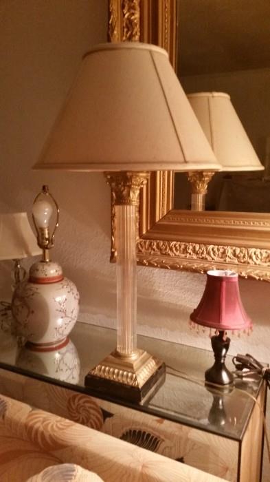 Vintage Lucite and Brass Lamp