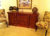 2 Robb & Stucky armchairs and a Lexington credenza