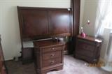 Queen Sleigh Bed with slats and side rails, 2 nightstands