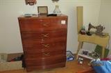 Mahogany Chest, Kenmore Sewing Machine & Accessories