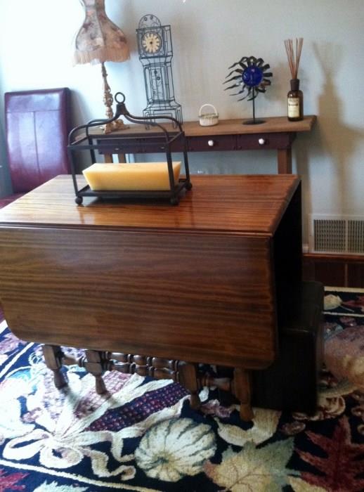 antique drop leaf table, home goods, area rug