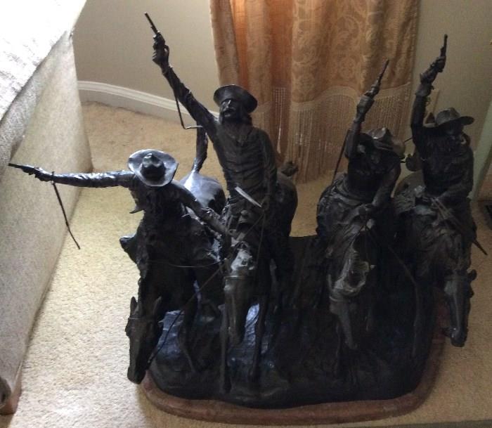 signed Remington "Coming Through the Rye" brass sculpture 29 x 33; 29/500, 1980s