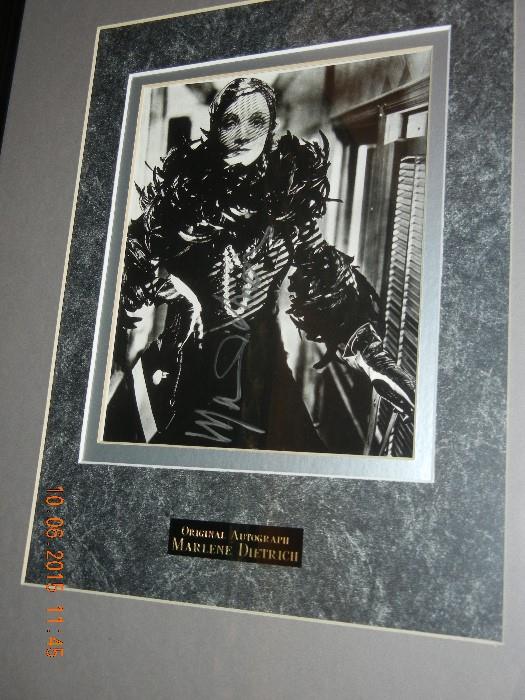 Original Autograph Marlene Dietrich Picture Framed