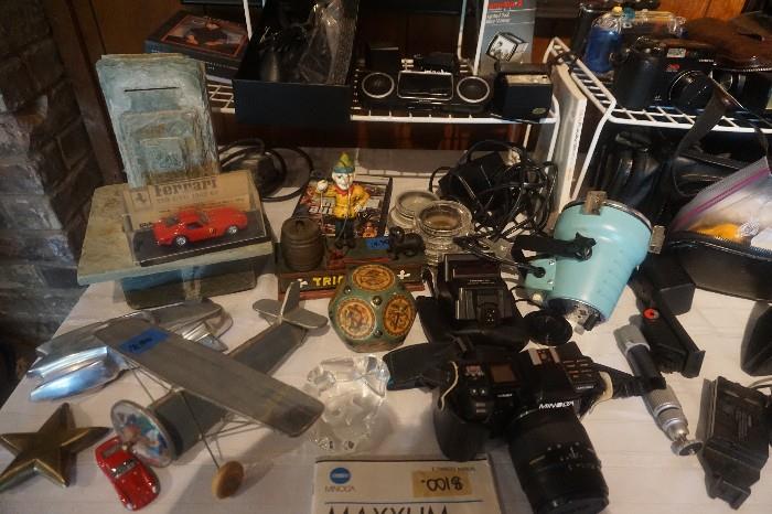 kaleidoscope, metal bank, camera equipment and more