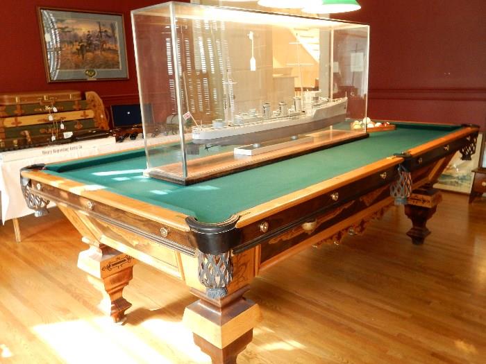 Antique 19th Antique 19th Century Inlaid Pool Table Pool Table