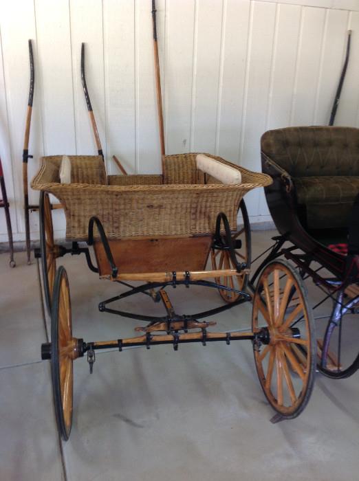 1903 Wicker Governess cart - most had two wheels, this has four.