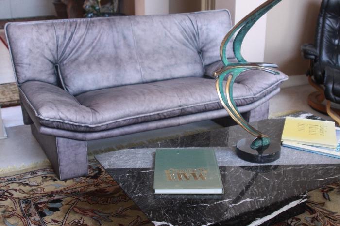 Nicoletti Salotti leather sofa in excellent condition - very rare lavender color - comes with a matching sofa