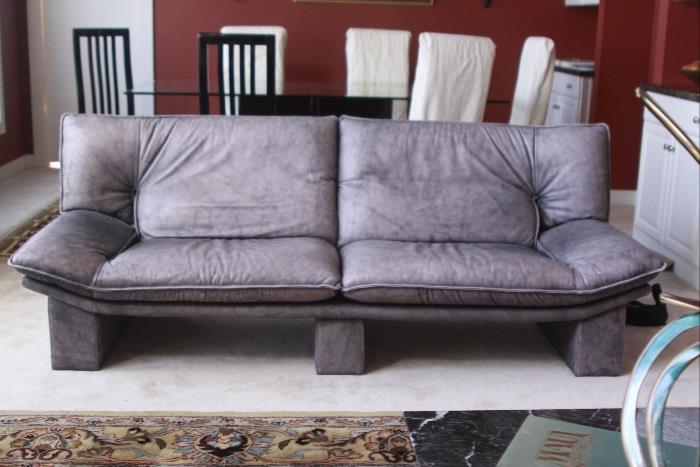 Nicoletti Salotti leather sofa in excellent condition - really rare lavender color - comes with a matching loveseat