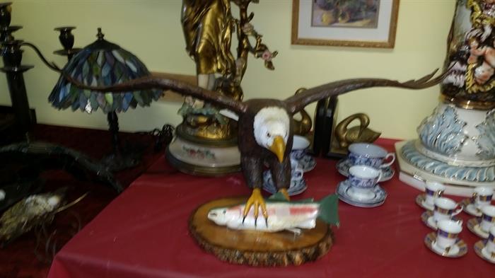 hand carved wood eagle