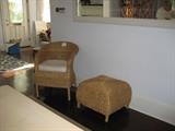 Natural Wicker Chair and Ottoman