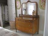 French Victorian Dresser with Harp Mirror Simply Shabby Chic Comforters and Coverlets (in Closet)