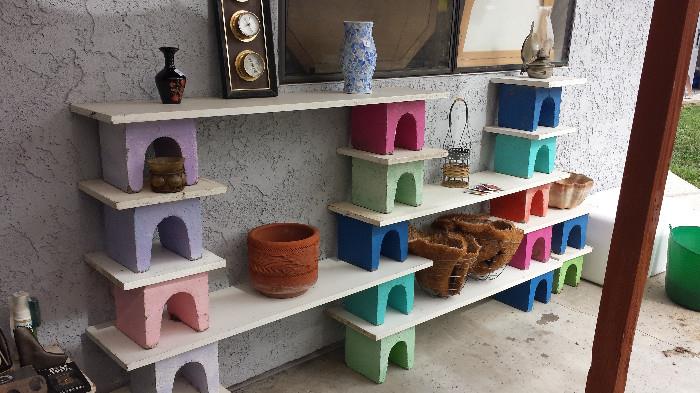 hand painted shelving unit