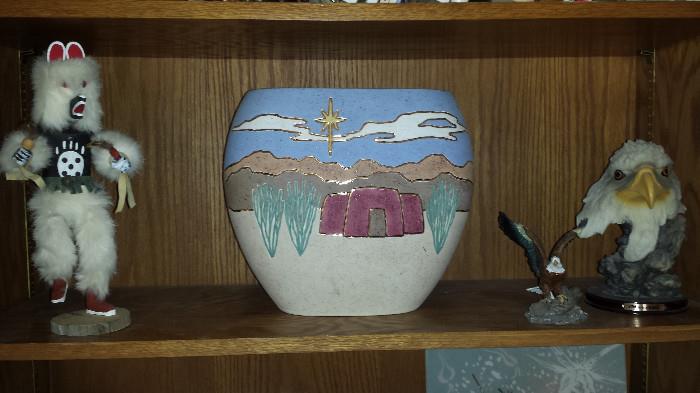 Native American Kachina Doll, eagle art, handmade pottery