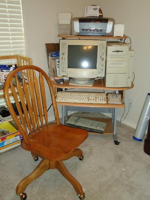 Vintage Apple McIntosh G3 computer, computer desk, oak office chair