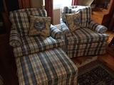 Custom upholstered club chairs