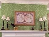 Lamps, framed world map print