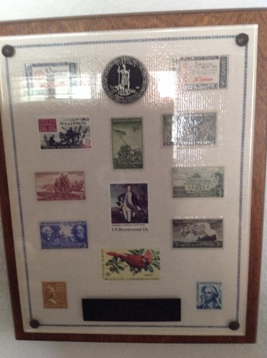 Framed stamp collection 