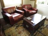 Pair of Comfy Leather Club Chairs