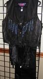 MOB leather vest braided and a pair of leather pants sizes are L & XL