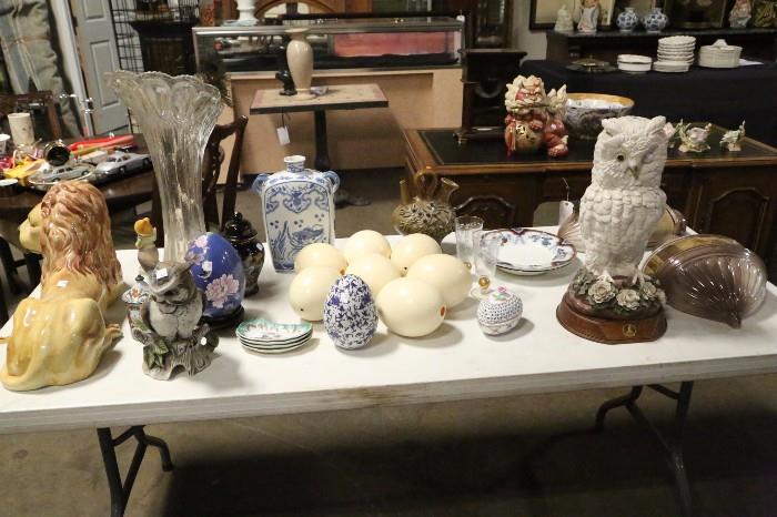 blue and white china, glass vase, lion, ostrich eggs. These images are only a portion of what is available at this sale. 