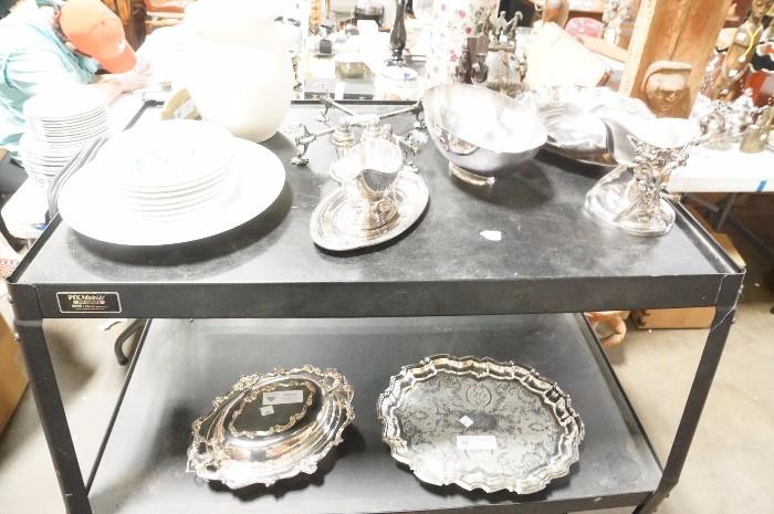 silver serving trays and platters gravy boats and other silver pieces through out the sale! Thousands of items